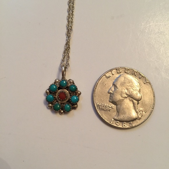 🌺 NECKLACE VINTAGE FLOWER PENDANT STERLING CHAIN - Picture 3 of 8